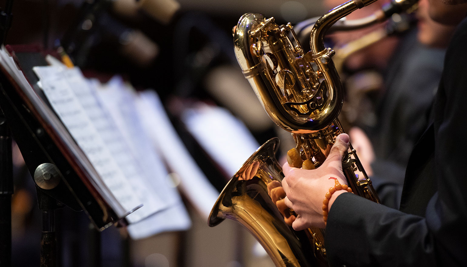 Saxophone playing with composition