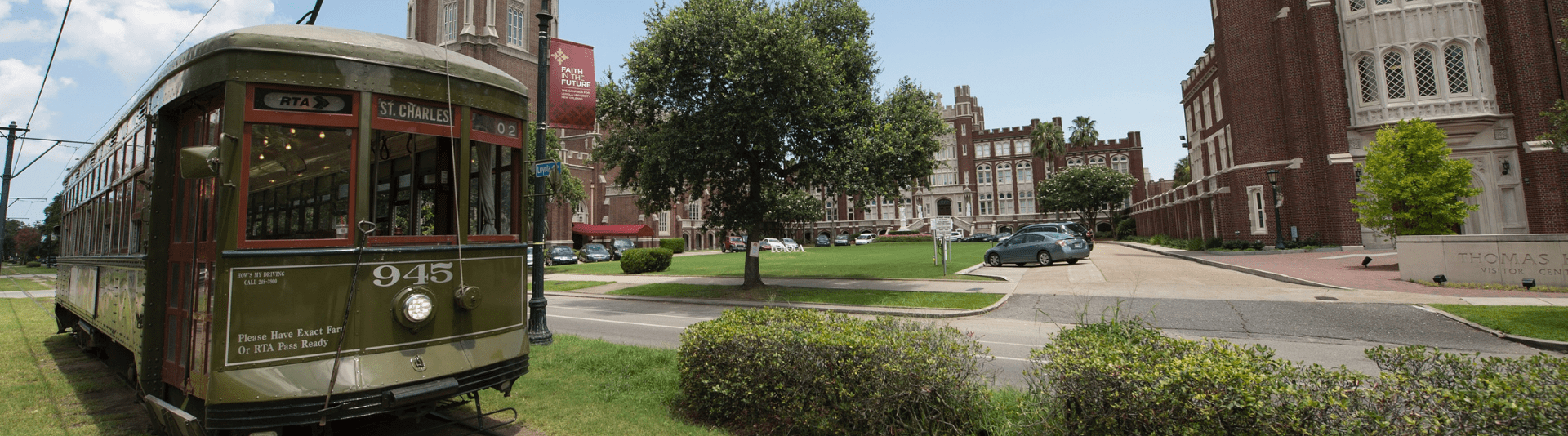 Streetcar passing Loyola University New Orleans