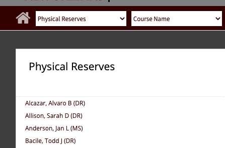 Professors With Course Reserves